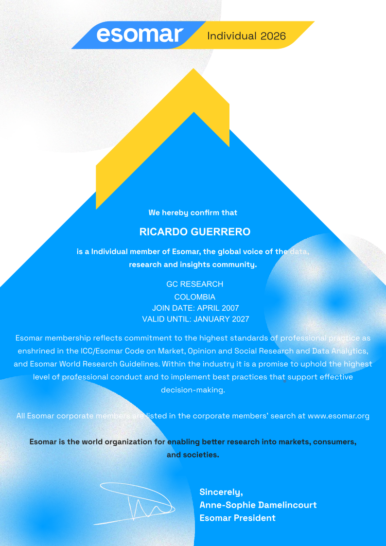 ESOMAR individual membership certificate 2026