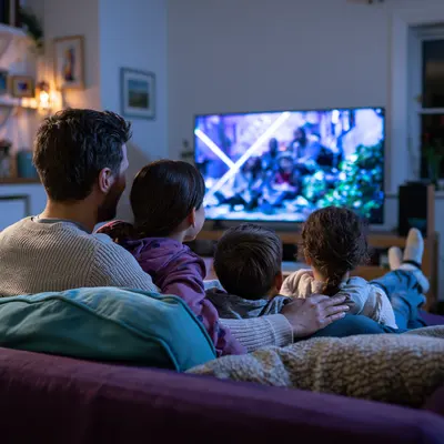 Television: a family watching television at home